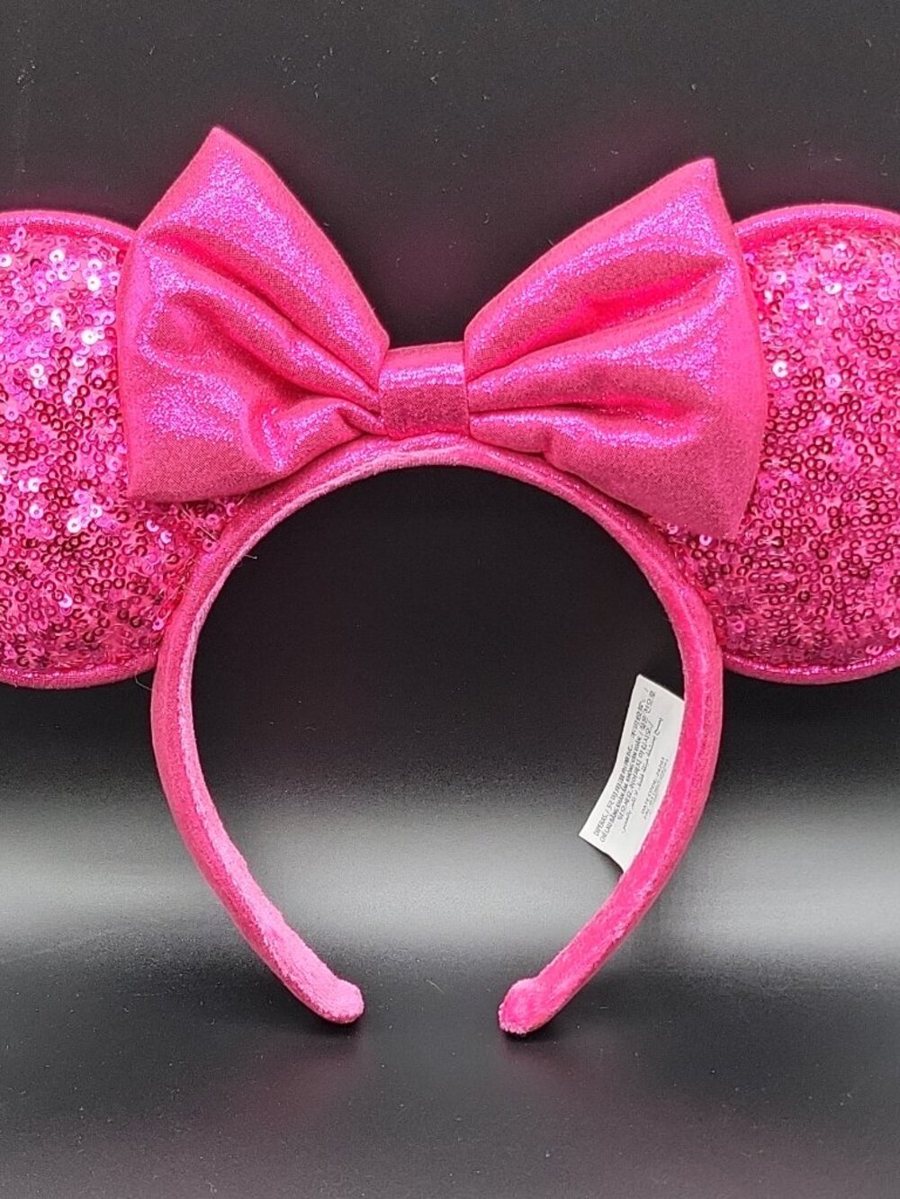 Disney Minnie Mouse Pink Sequin Ears Headband w/ Bow One Size Adult/Child Unisex
